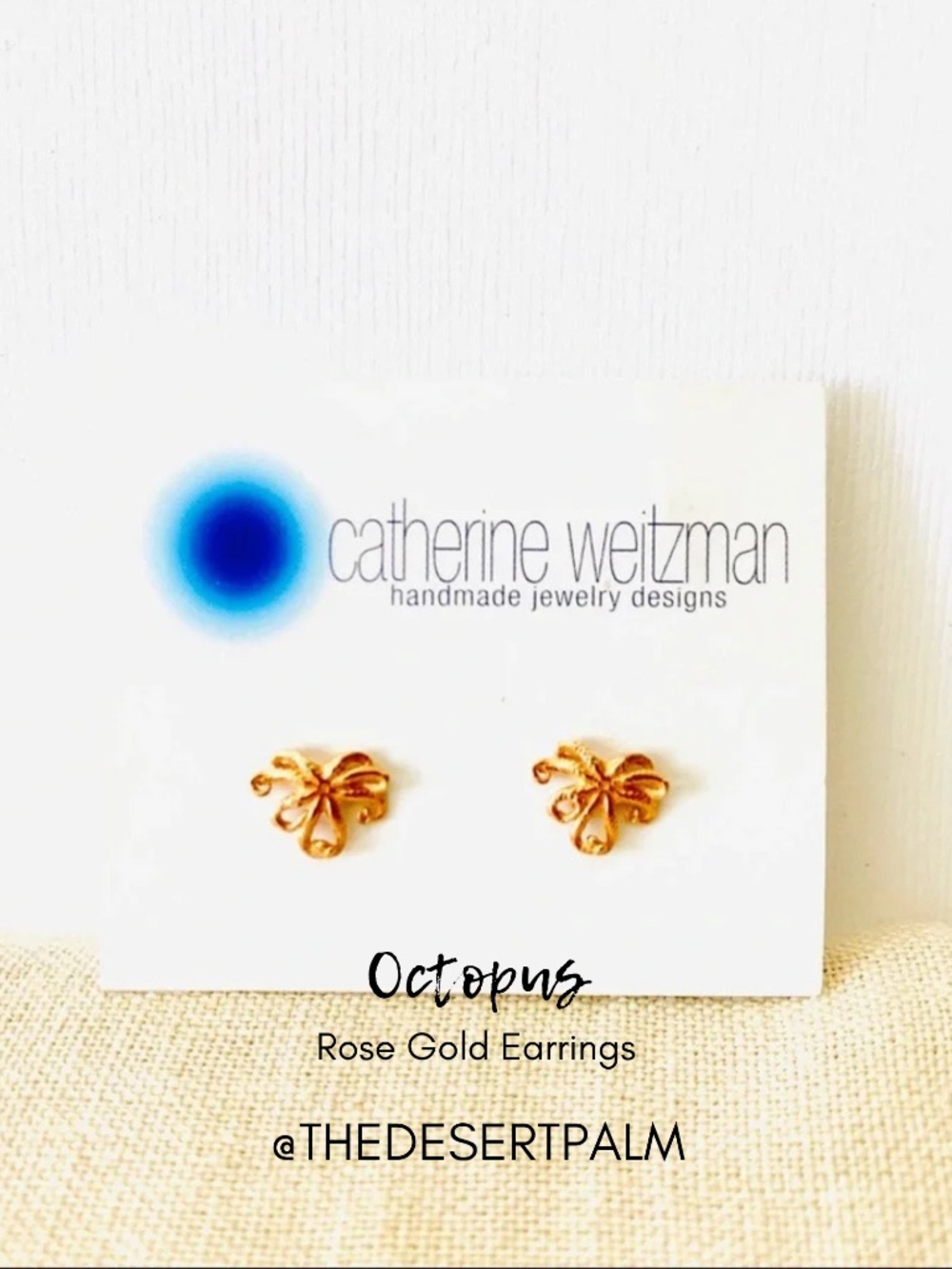 Rose Gold Octopus Stud Earrings Coastal Ocean Jewelry